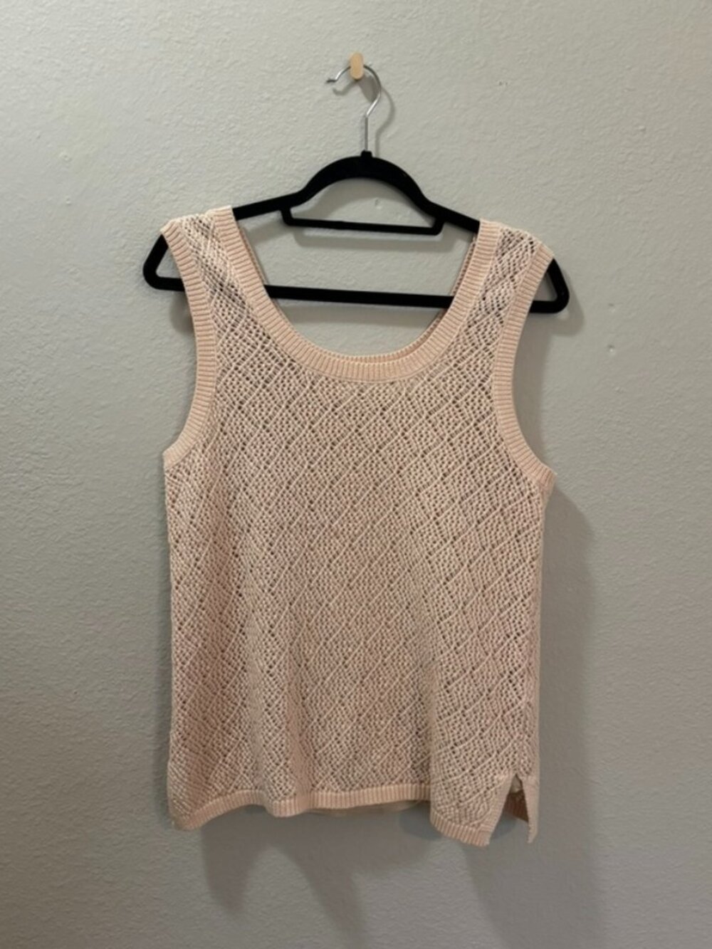 Weekend Crochet Knit Pink Tank Top Size XXL Petite NWT